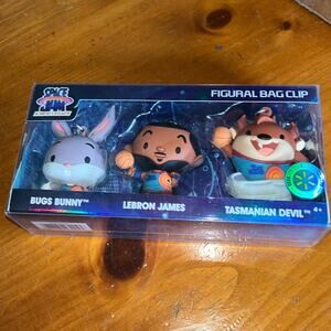 Space Jam Figural Bag Clip Figures Bugs Bunny, Taz Tasmanian Devil, Lebron James